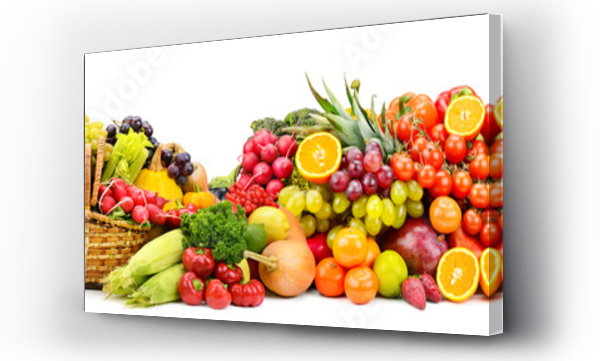 Wizualizacja Obrazu : #211696492 Duża kolekcja świeżych owoców i warzyw przydatnych dla zdrowia odizolowane na białym tle