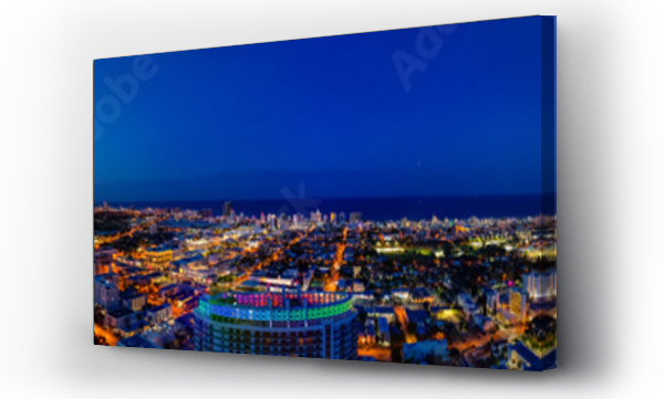 Wizualizacja Obrazu : #213518224 Aerial panorama Miami Beach twilight with neon city lights