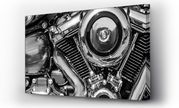 Wizualizacja Obrazu : #213925840 panorama błyszczącego silnika motocykla