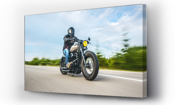 Wizualizacja Obrazu : #215106378 motorbike on the road riding. having fun riding the empty road on a motorcycle tour / journey