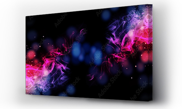 Wizualizacja Obrazu : #216815421 Ciemne abstrakcyjne tło bokeh, magiczny dym i iskry, neon