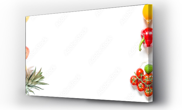 Wizualizacja Obrazu : #217216886 Ramka z świeżych warzyw i owoców odizolowanych na białym tle