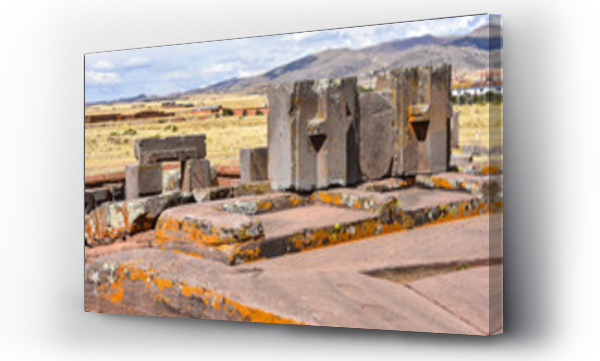 Wizualizacja Obrazu : #220636709 Elaborate stone carving in megalithic stone at Puma Punku, part of the Tiwanaku archaeological complex, a UNESCO world heritage site near La Paz, Bolivia.