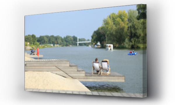 barka, ludzie, młodych ludzi, plaża, wrocław