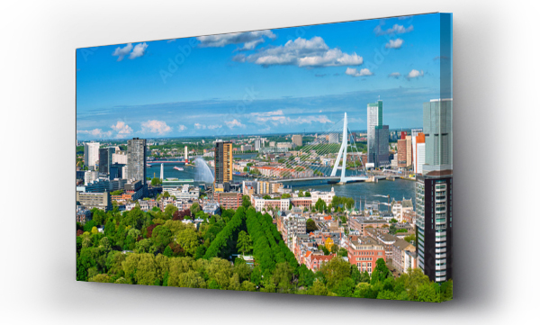 Wizualizacja Obrazu : #223922528 Aerial panorama of Rotterdam city and the Erasmus bridge 