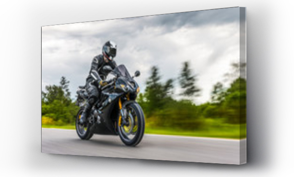 Wizualizacja Obrazu : #226849765 motorbike on the road riding. having fun riding the empty road on a motorcycle tour / journey