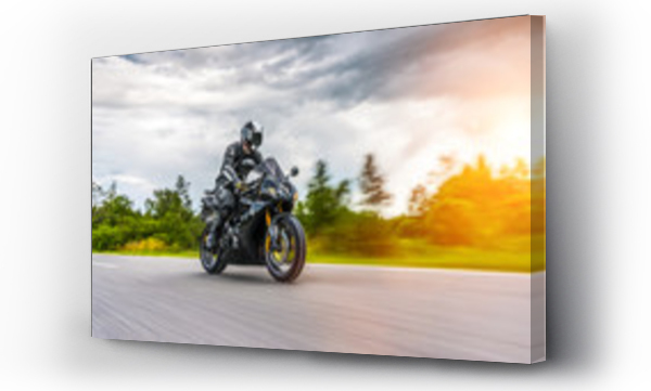 Wizualizacja Obrazu : #226849805 motorbike on the road riding. having fun riding the empty road on a motorcycle tour / journey