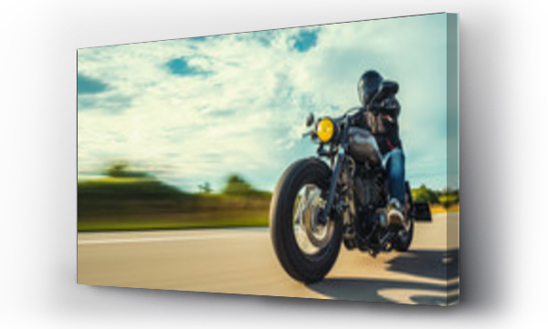 Wizualizacja Obrazu : #226849874 motorbike on the road riding. having fun riding the empty road on a motorcycle tour / journey