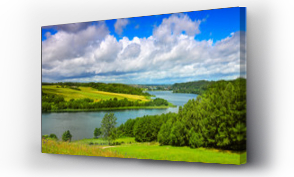 jezioro, małe miasteczko, pejzaż