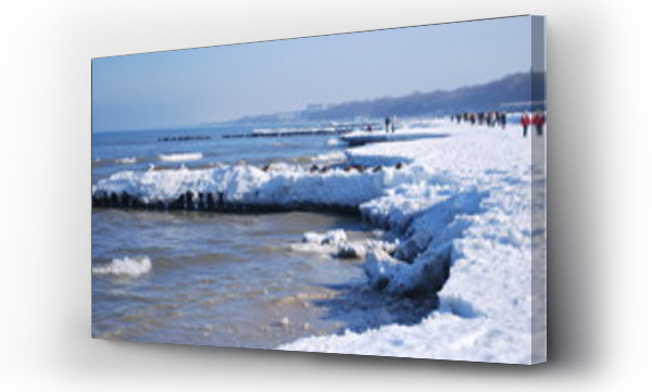 Bałtyk, lód, ludzie, morze, plaża, zima