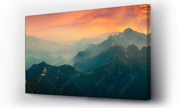 azja, charakter, chiński, natura, orient, sceneria, Sunset in the mountains, wielki mur chińśki