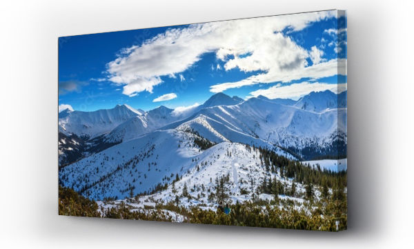 Wizualizacja Obrazu : #239645991 Zimowa panorama Tatr Zachodnich, widok z Grzesia na Wo?owiec i okoliczne szczyty