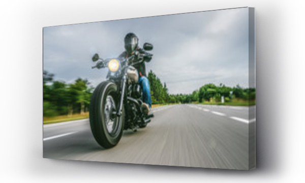 Wizualizacja Obrazu : #239714997 motorbike on the road riding. having fun riding the empty road on a motorcycle tour / journey