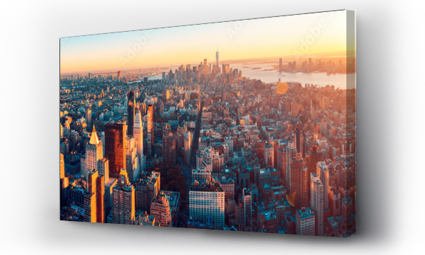 Wizualizacja Obrazu : #242740131 Amazing aerial panoramic view of Manhattan with sunset
