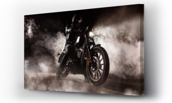 Wizualizacja Obrazu : #244924802 Dark motorcycle driver in fog