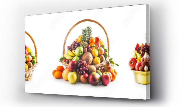 Wizualizacja Obrazu : #246436985 Fruit in basket and bowl set, winter assortment