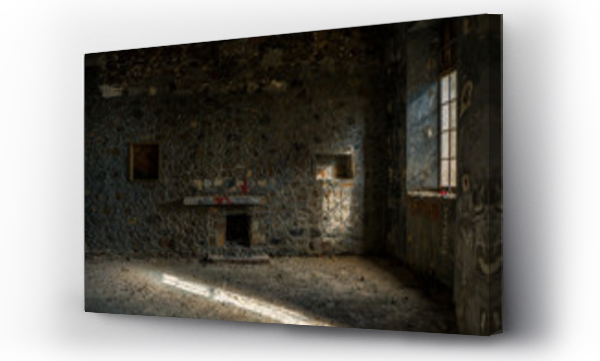 Wizualizacja Obrazu : #248909099 Interior of Berengaria abandoned hotel in mountain region of Trodos, Cyprus