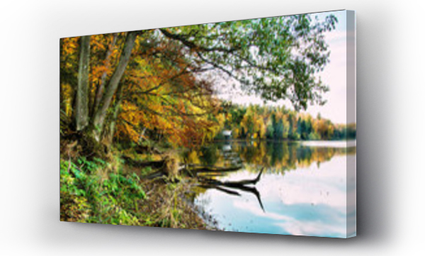 Wizualizacja Obrazu : #249059708 Pi?kny jesienny krajobraz, jezioro i las