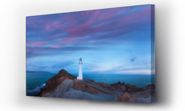Wizualizacja Obrazu : #249651189 Castle Point lighthouse, located near the village of Castlepoint in the Wellington Region of the North Island of New Zealand, is the North Islands tallest lighthouse. Beautiful landscape background