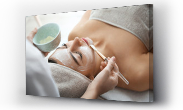 Wizualizacja Obrazu : #256102884 Kosmetolog nakładający maseczkę na twarz klienta w salonie spa