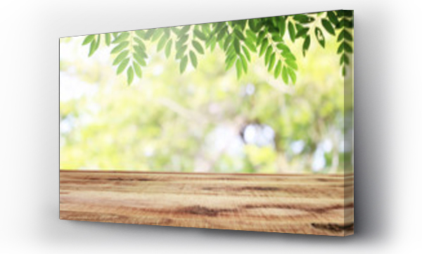 Wizualizacja Obrazu : #258015476 Empty wooden and blurred green nature garden background.