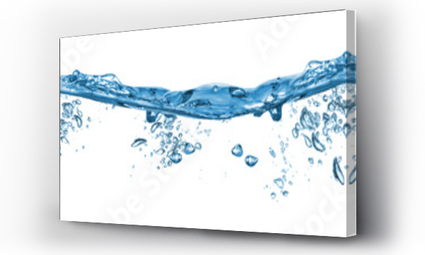 świeży niebieski naturalny napój woda fala szeroka panorama z bąbelkami koncepcja izolowane białe tło