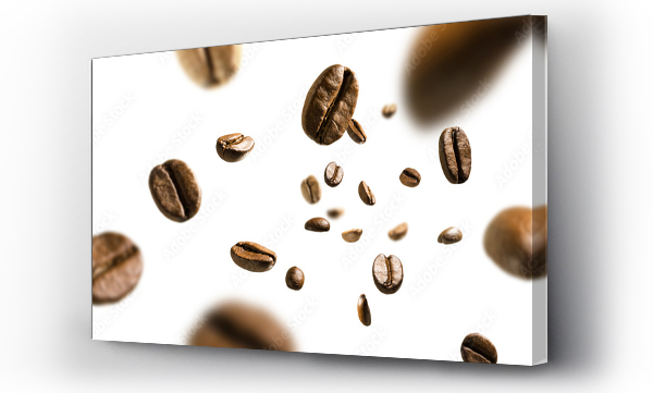 Wizualizacja Obrazu : #263898715 Ziarna kawy w locie na białym tle