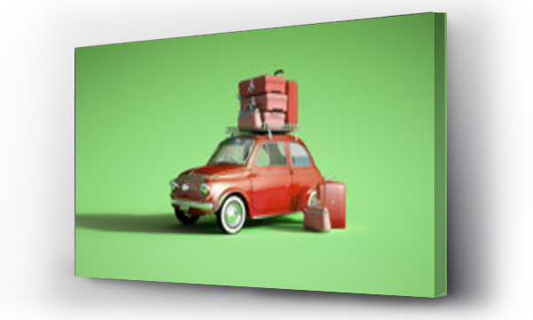Wizualizacja Obrazu : #265501943 Samochód retro na wycieczce czerwony zielony