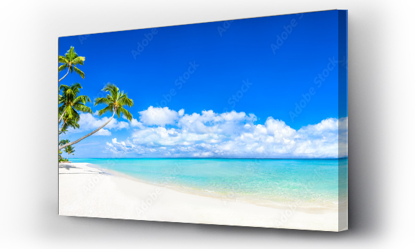 Wizualizacja Obrazu : #269749730 Piękna tropikalna wyspa z palmami i plażą panorama jako tło obrazu