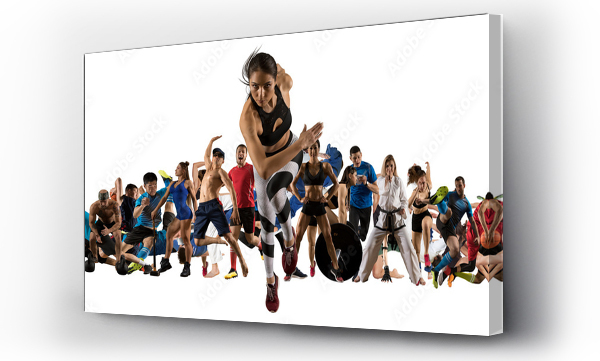 Wizualizacja Obrazu : #270074649 Sport kolaż. Tenis, piłka nożna, taekwondo, kulturystyka, MMA fighter i koszykarze