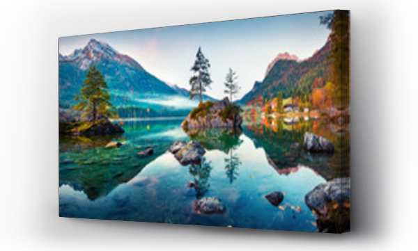 Wizualizacja Obrazu : #270359790 Beautiful autumn scene of Hintersee lake. Colorful morning view of Bavarian Alps on the Austrian border, Germany, Europe. Beauty of nature concept background.