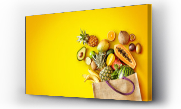 Wizualizacja Obrazu : #271787297 Różnorodność świeżych owoców tropikalnych na egzotycznej żółci