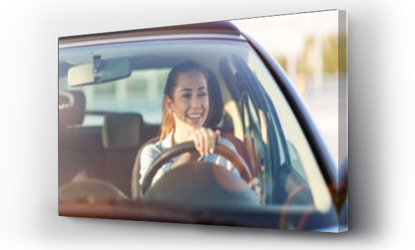 Wizualizacja Obrazu : #273341633 Happy woman driving a car and smiling