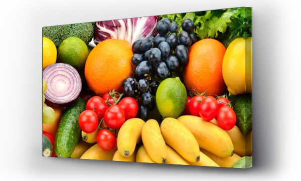 Wizualizacja Obrazu : #274317979 Owoce i warzywa w tle. Zdrowe odżywianie