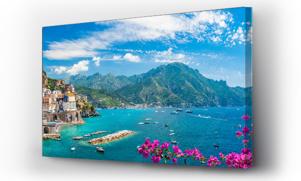 Wizualizacja Obrazu : #275590531 Krajobraz z miasteczkiem Atrani na słynnym wybrzeżu amalfi, Włochy