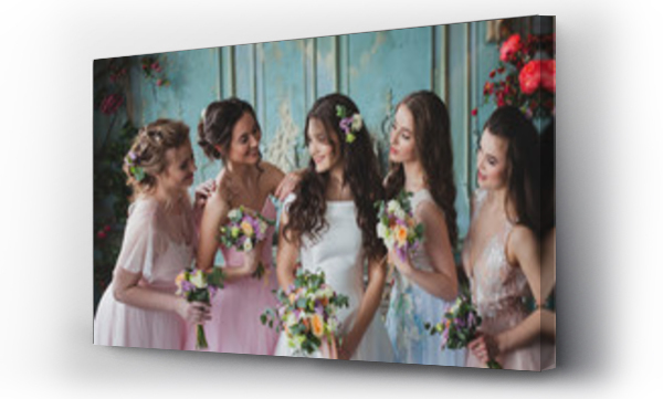 Wizualizacja Obrazu : #275794826 Beautiful young woman bride with friends. A wedding celebration