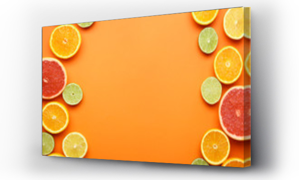 Wizualizacja Obrazu : #276472906 Wiele różnych owoców cytrusowych na kolorowym tle