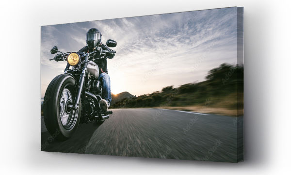 Wizualizacja Obrazu : #276707014 motorbike on the road riding. having fun driving the empty highway on a motorcycle tour journey