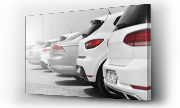 Wizualizacja Obrazu : #278555980 parking dla samochodów dealerów w stylu czarno-białym