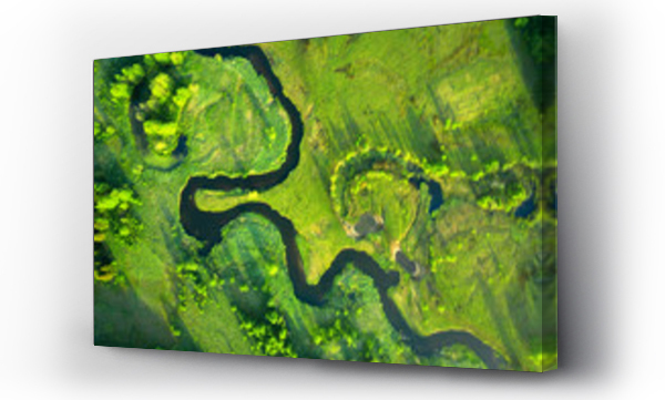 Wizualizacja Obrazu : #280363678 Ecology and environment concept. Green nature from above. Aerial view on river landscape. Healthy nature
