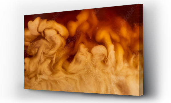 Wizualizacja Obrazu : #281504290 close up view of coffee mixing with milk in glass, panoramic shot