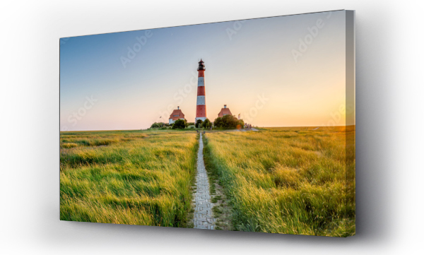 Wizualizacja Obrazu : #281512073 Panorama latarni morskiej Westerheversand w Westerhever w Nordfriesland w niemieckim kraju związkowym Szlezwik-Holsztyn