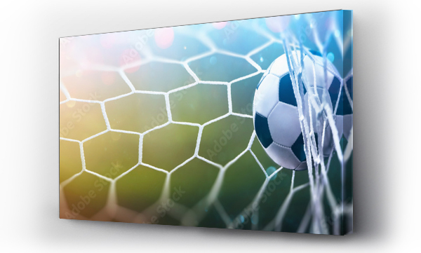 Wizualizacja Obrazu : #284328289 Soccer Ball in Goal Multicolor Background