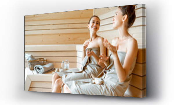 Wizualizacja Obrazu : #284497793 Two girlfriends relaxing in the sauna