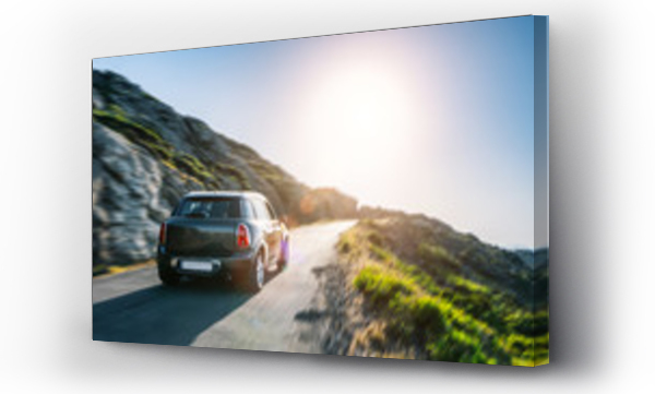 Wizualizacja Obrazu : #286211333 rental car in spain mountain landscape road at sunset