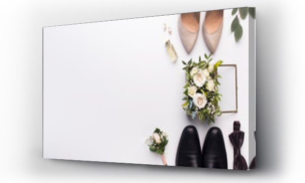 Wizualizacja Obrazu : #286307324 Buty i akcesoria ślubne na białym tle