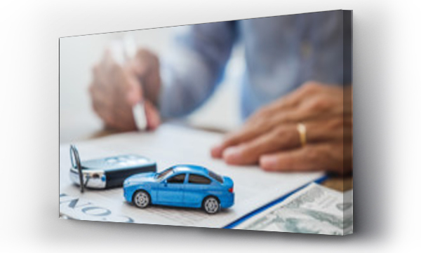 Wizualizacja Obrazu : #288590598 Sale agent  deal to agreement successful car loan contract with customer and sign agreement contract  Insurance car concept.