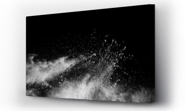 Wizualizacja Obrazu : #289086323 White powder explosion isolated on black background. White dust particles splash.