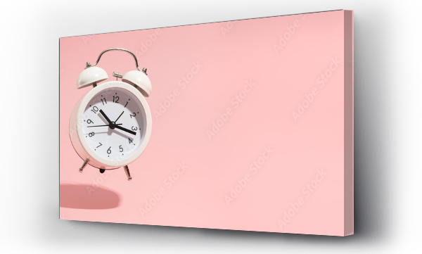 Wizualizacja Obrazu : #290139871 Pink Alarm clock on pastel pink background.