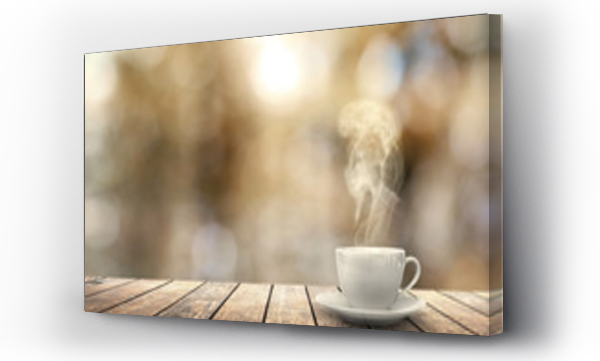 Wizualizacja Obrazu : #291444082 gorąca kawa na stole na zimowym tle